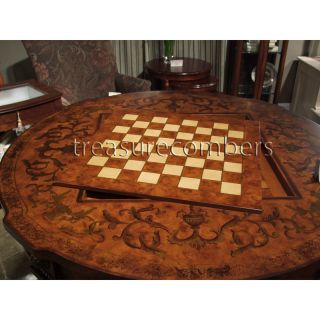 Old World French Game Table Hand Painted Wood Round