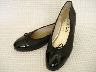 French Sole Ballet Flats Black Leather Size EUR 40