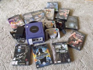 Nintendo GameCube Purple Lot Games Wireless Adapter Wave Controllers