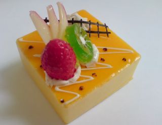 3D Fridge Magnet Miniature Soft Mango Cake w Fragrance