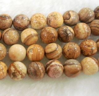 6mm 15 Round Chinese Picture Stone Gems Loose Beads