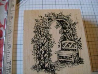 PSX K 1792 Rose Garden Lattice Trellis Arbor Bench Rubber Stamp USA