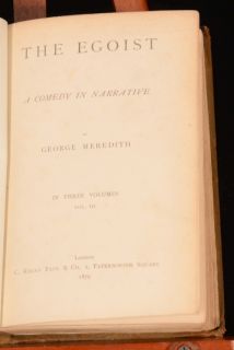  The Egoist A Comedy in Narrative George Meredith First Edition