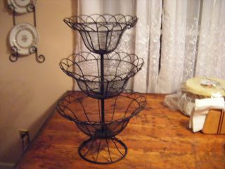 French Country 3 Tiered Metal Fruit Basket