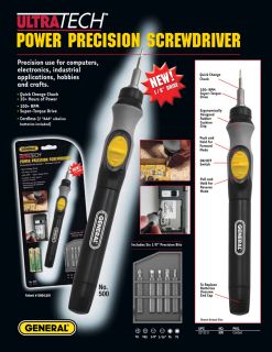 General Tools Power Precision Screwdriver Part #500 6 Interchangeable