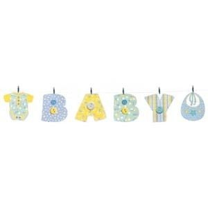 Baby Shower Blue Quilt Baby Boy Party Garland Clothesline Banner Party