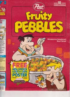 1992 Fruity Pebbles Cereal Box ee071 
