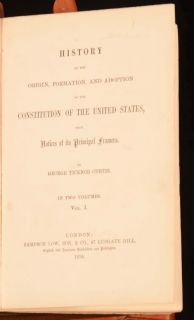 1854 2vol History of The Origin Constitution of United States First