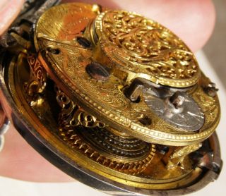 Antique George Prior Silver Pair Case Verge Fusee Watch Chain Ottoman