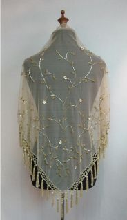 Stunning Golden Gyspsy Beads Georgette Shawl