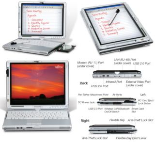Fujitsu LifeBook Tablet Laptop T4220 Core 2 Duo 2 2GHz 2GB Stylus Pen