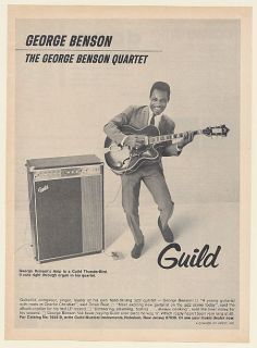 1968 George Benson Guild Thunderbird Amp Photo Print Ad