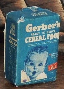 Vintage Dollhouse Baby Gerber Food Box Baby Bottles Water Bottle