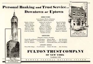 1931 Ad for The Fulton Trust Company of New York City