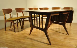 Danish Modern 1960s Garrison Furniture Dining Room Table w 6 Chair Set