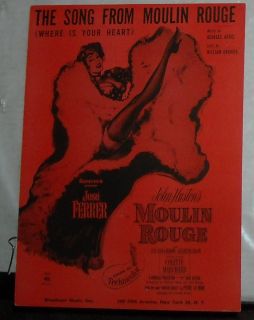 1953 The Song from Moulin Rouge Film Sheet Music Gabor