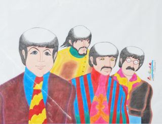 Original Ron Campbell Drawing of The Beatles Yellow Submarine One of A