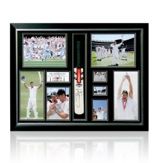 Framed Andrew Strauss Autographed Mini Cricket Bat