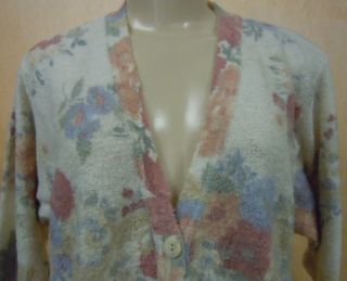 Gabriella T Ladies Knit Sweater Floral Design Cardigan Medium New RARE