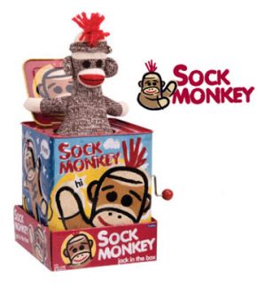 Sock Monkey Jack in The Box Tin Metal Box Schylling Space Classic Kids