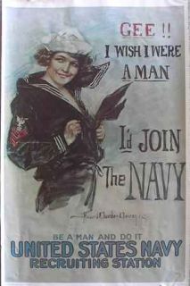 Gee I Wish I Were A Man US Navy Recruiting Poster 38x24