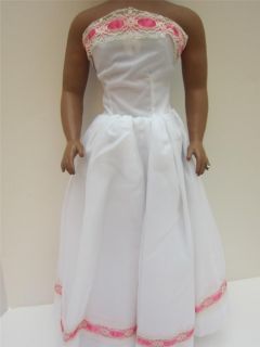 Custom White Strapless Gown for 30 Fashion Doll, Betty Bride Deluxe