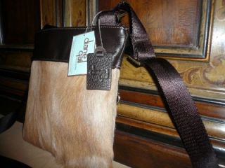 Diane Gail Tan Antelope Hair Fur Leather Cross Body Messenger Bag