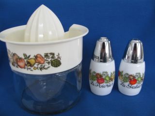 Corning Corelle Vintage Gemco Spice O Life Salt Pepper Shakers Glass