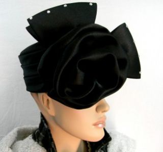 GIOVANNIO Black Accented Bow W/ Flower Accent Pillboxe Hat MSRP  $68