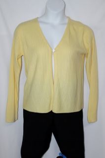 Herman Geist Sweater Open Cardigan Cable Knit Soft Buttery Yellow