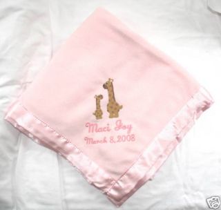 Personalized Crib Baby Blanket Embroidered Giraffes