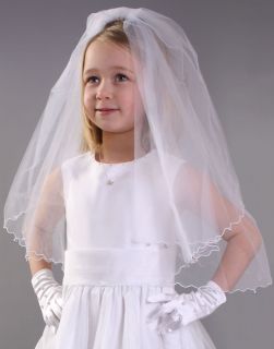 Girls White Wedding Bridesmaid Christening Veil