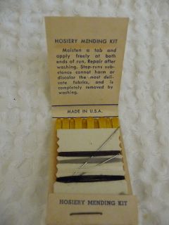 Vintage Hosiery Mending Kit Advertising Galva Illinois
