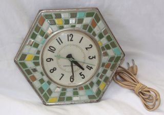 VINTAGE GENERAL ELECTRIC RETRO MULTI COLORED WALL CLOCK WORKS