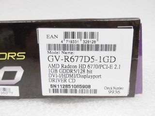 Gigabyte GV R677D5 1GD Radeon HD 6770 Video Card 1GB DVI HDMI Disp