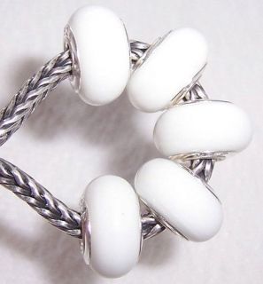 White Murano Glass Beads Fit European Charm Bracelet B142