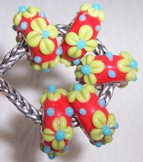  Flower Lampwork Glass Beads Fit European Charm Bracelet 1183
