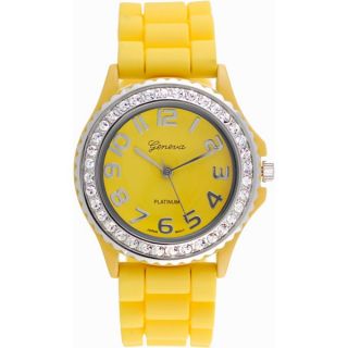 Mens Womens Large Geneva Silicone Jelly Rubber Watch w Crystals