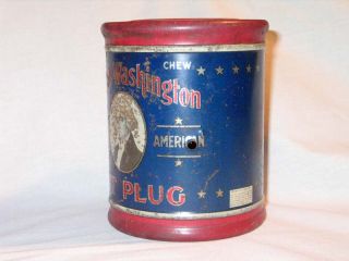 Vintage George Washington Cut Plug Tobacco Tin R. J. Reynolds Co w