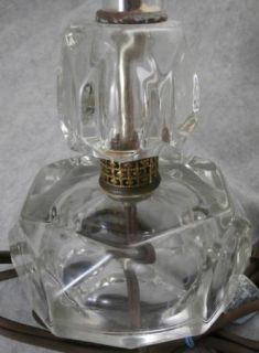 Vintage 1940s Etched Glass Candlestick Boudoir Lamps