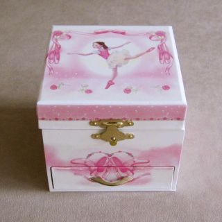 NEW Girls Dancing Ballerina Musical Jewelry Box Pink Roses & Ballet