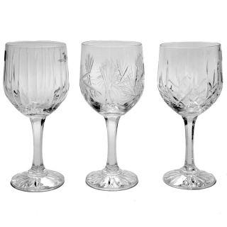 Cut Crystal Goblet Water or Wine Glass Set of 6 Goblets Glasses