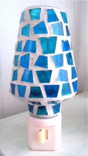 Mosaic Night Light Ocean Blue Beach Seaside Glass Lamp Shade