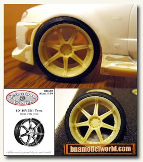 Geronimo Works 1 24 19 Kyowa KR581 Resin Wheel and Tyre Set GW 02