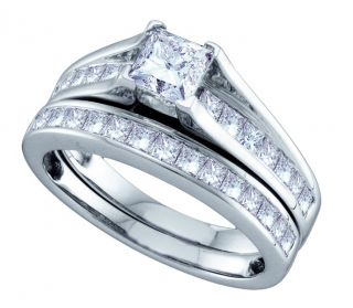 Ladies White Gold 1 51ct Princess Solitaire Diamond Engagement Ring