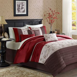 Beautiful Rich Elegant Red Gold Comforter Set 7 PC King Queen Sizes