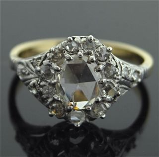 Antique 14k White Yellow Gold Rose Cut Diamond Ring