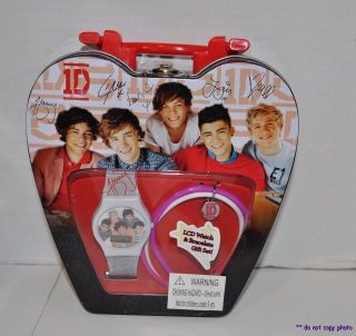 Girls One Direction 1D LCD Watch Bracelet Gift Set in Tin Box