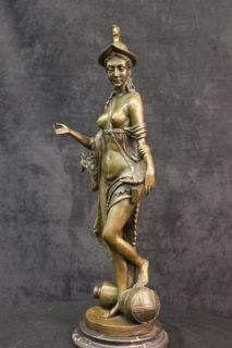 Nude Greek Warrior Godess Diana The Huntress Bronze Marble Statue