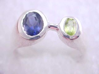 25ct Iolite Peridot Sterling Silver Ring Sz 6 NoRes